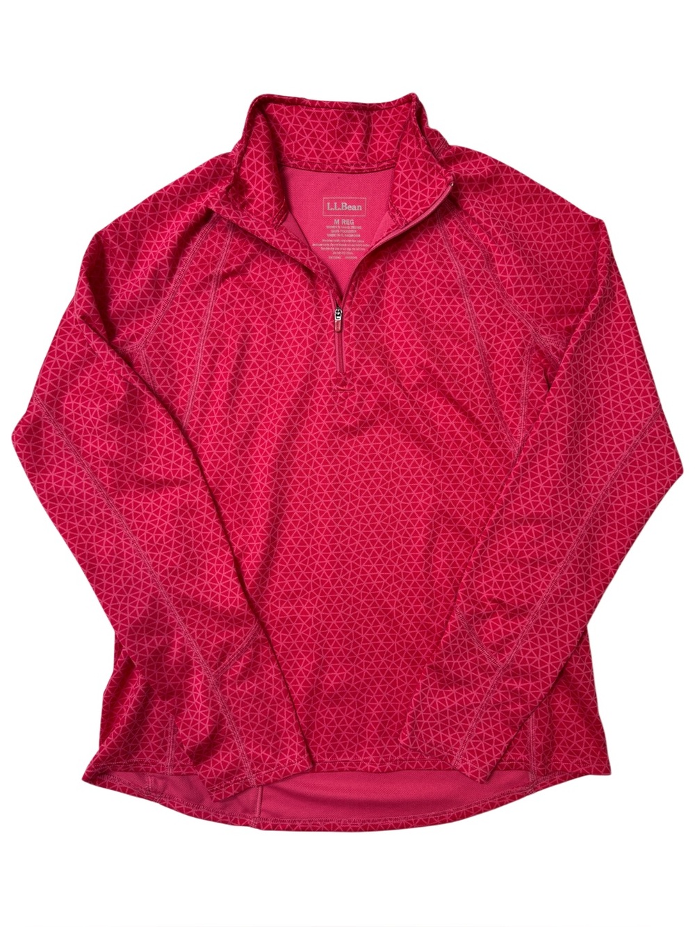 {L.L. Bean} Pink Printed Long Sleeve Quarter Zip Mock Neck Pullover WAT30